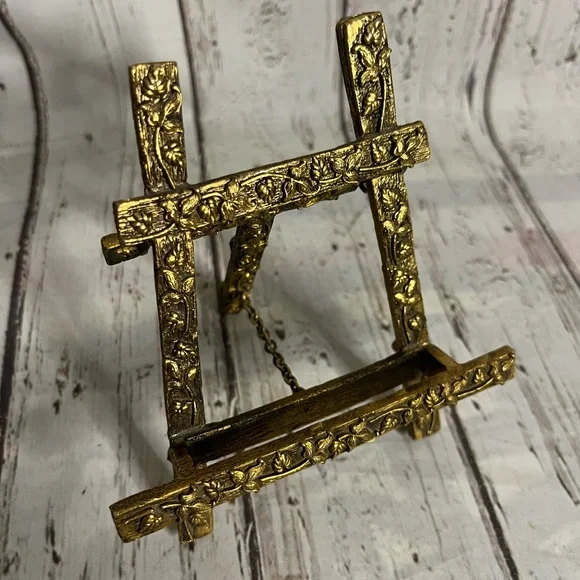 Vintage Elegant Solid Brass Vines Easel Frame Stand - Picture 3 of 8